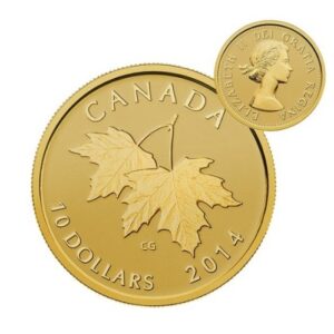 Royal Canadian Mint, 2014 $10 Pure Gold Coin - Maple Leaves with 1953 Queen Elizabeth II Effigy