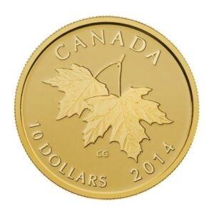 Royal Canadian Mint, 2014 $10 Pure Gold Coin - Maple Leaves with 1953 Queen Elizabeth II Effigy