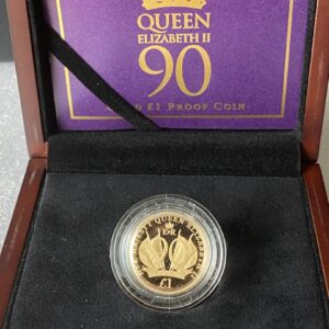 Royal Mint, 2016 Jersey Queen's 90th Birthday £1 Gold Proof Coin