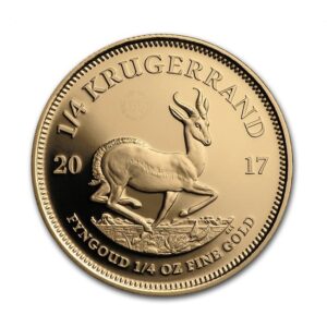 South Africa Mint, 2017 Krugerrand 1/4 oz Gold Proof Coin 50th Year Anniversary Privy in black box