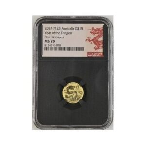 Perth Mint, 2024 Lunar Dragon 1/10 oz Gold Coin NGC First Releases MS70 Black Core