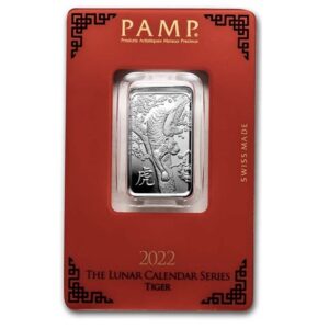 Pamp Suisse, 2022 Year of the Tiger 10 Gram Silver Bar in Assay