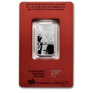 Pamp Suisse, 2022 Year of the Tiger 10 Gram Silver Bar in Assay