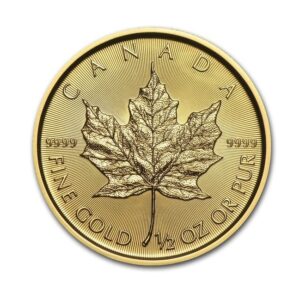 Royal Canadian Mint, 2021 Maple Leaf 1/2 oz Gold Coin Queen Elizabeth II