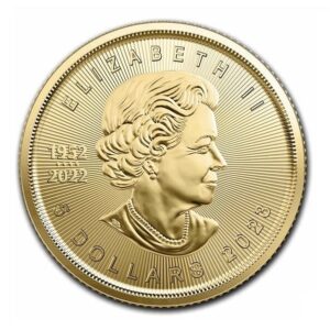 Royal Canadian Mint, 2023 Canadian Maple Leaf 1/10 oz Gold Coin Queen Elizabeth II