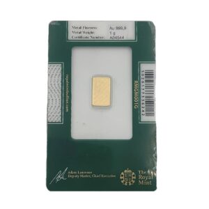 Royal Mint, 1 Gram Gold Minted Bar in Classic Assay