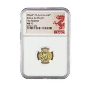 Perth Mint, 2024 Lunar Dragon 1/10 oz Gold Coin NGC First Releases MS70 White Core