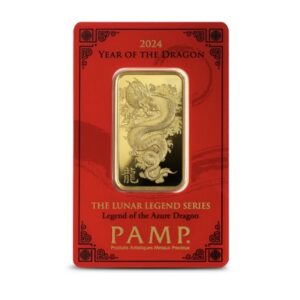 Pamp Suisse, 2024 Lunar Dragon 1 oz Gold Bar with sleeve