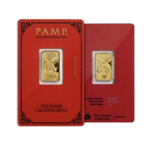 Pamp Suisse, 2021 Lunar Ox 5 Gram Gold Bar in Assay