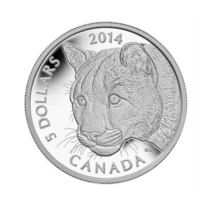 Royal Canadian Mint, 2014 Cougar 1/10 Platinum Proof Coin in Capsule with COA