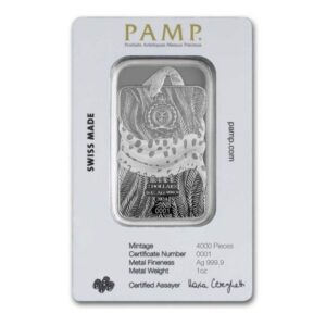 Pamp Suisse, 2024 Niue 1 oz Silver Nature's Grip Green Anaconda $2 Bar in Assay