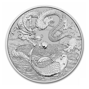 Perth Mint, 2023 Australia Myths & Legends - Dragon and Koi 1 oz Silver Coin in Capsule