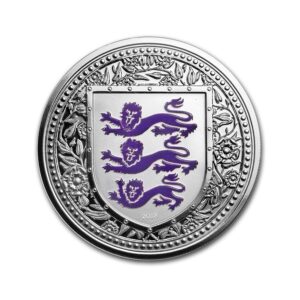 2018 1 oz Silver British Royal Arms of England Gibraltar Reverse Proof Coins (Purple)