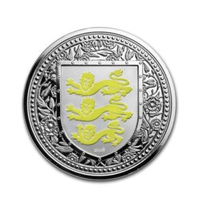 2018 1 oz Silver British Royal Arms of England Gibraltar Reverse Proof Coins (Yellow)