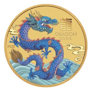 Perth Mint, 2024 1/10oz Australia Lunar Series III - Year of the Dragon .9999 Gold Coloured BU Coin (ETA mid Oct)