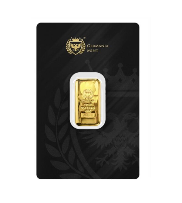 Germania Mint, 1 oz Gold Cast Bar in Assay