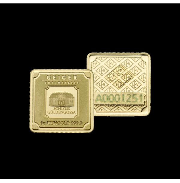 Geiger Edelmetalle, Original Square 1 Gram Gold Bar in Capsule – Christmas Black Label Heart - Image 3