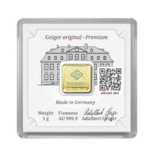 Geiger Edelmetalle, Original Square 1 Gram Gold Bar in Capsule – Mexican Flag (ETA March)