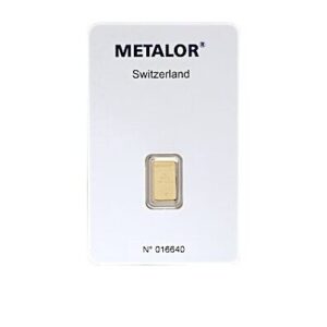 Metalor Swiss, 1 Gram Gold Minted Bar in Assay