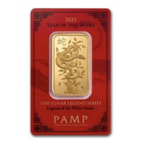 Pamp Suisse, 2025 1 oz Gold Bar - Lunar Legends White Snake in Assay with Display Box