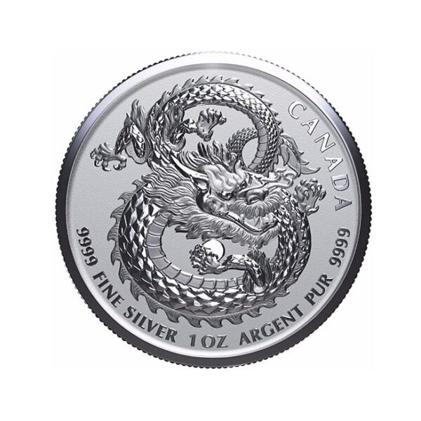 Royal Canadian Mint, 2017 Canada 1 oz Silver $5 Lucky Dragon High Relief BU