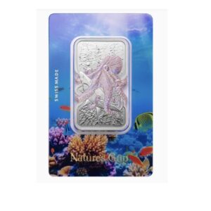 Pamp Suisse, Niue 1 oz Silver Nature’s Grip Giant Octopus $2 Bar in Assay (ETA end of Feb)