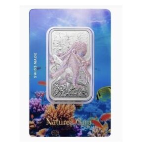 Pamp Suisse, Niue 1 oz Silver Nature’s Grip Giant Octopus $2 Bar in Assay