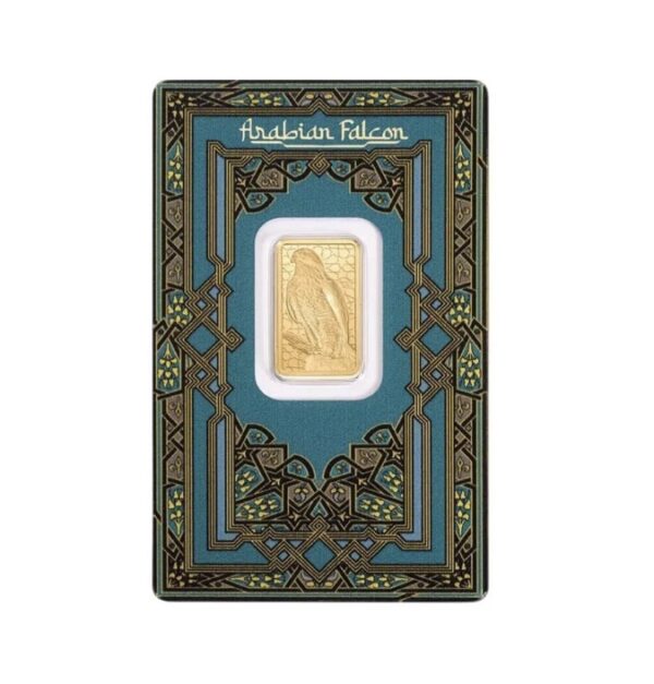 Pamp Suisse, 2025 Arabian Falcon 5 Gram Gold Bar with Box and Pendant (ETA May)