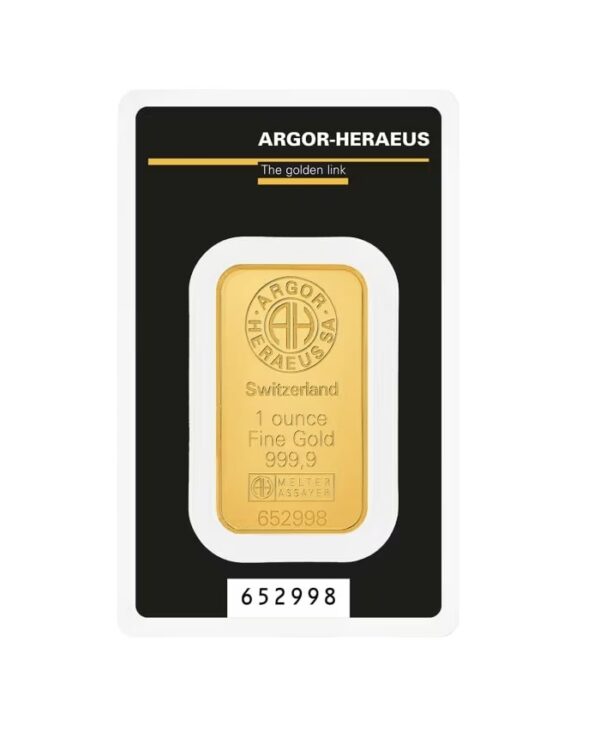 Argor Heraeus .9999 1 oz Gold Kine Bar - Image 2