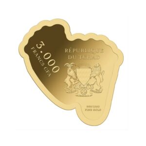 1/1000 oz 999 Fine Gold 3000 CFA Francs Chad Baby Feet Coin w/ Box & COA