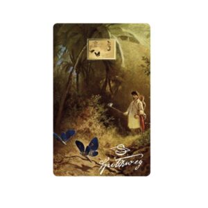 1/1000 oz 999 Fine Gold 3000 CFA Francs Chad Carl Spitzweg Paintings – Butterfly Hunter Coin-Bar In Assay