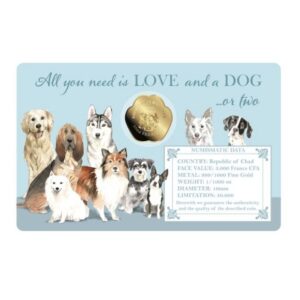 1/1000 oz 999 Fine Gold 3000 CFA Francs Chad Dogs Coin In Assay