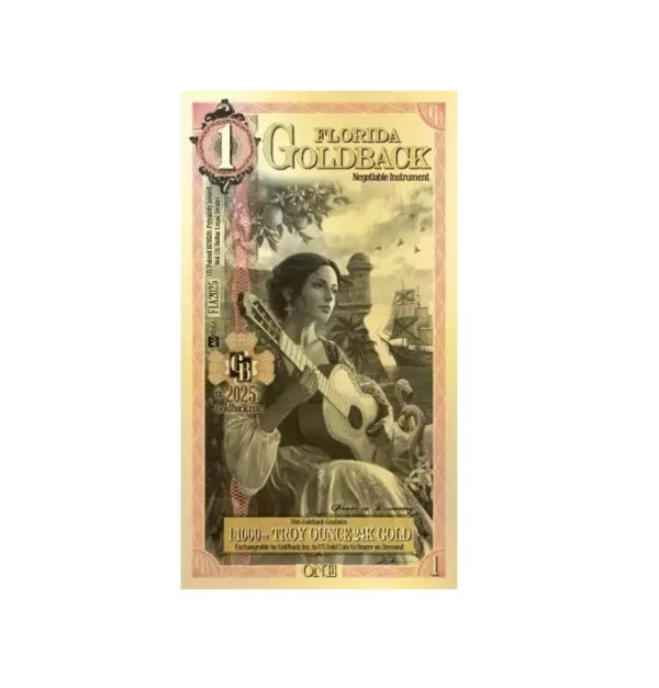 1 Florida GoldBack Note 1/1000th oz .999 Gold