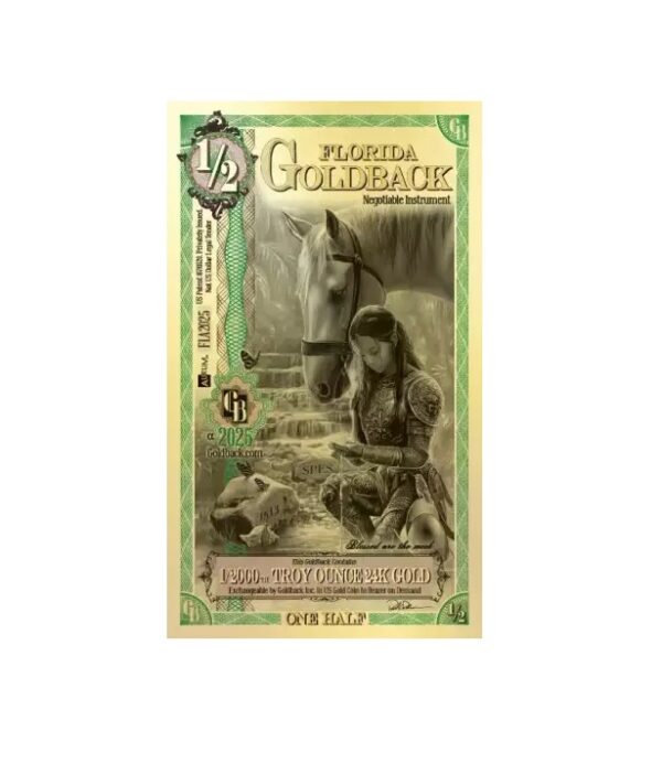 1/2 Florida GoldBack Note 1/2000th oz .999 Gold