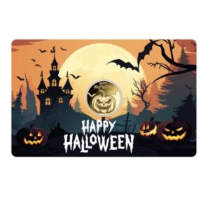 1/1000 oz 999 Fine Gold 3000 CFA Francs Chad Halloween Jack-o Lantern Coin In Assay