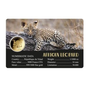 1/1000 oz 999 Fine Gold 3000 CFA Francs Chad African Leopard Coin In Assay