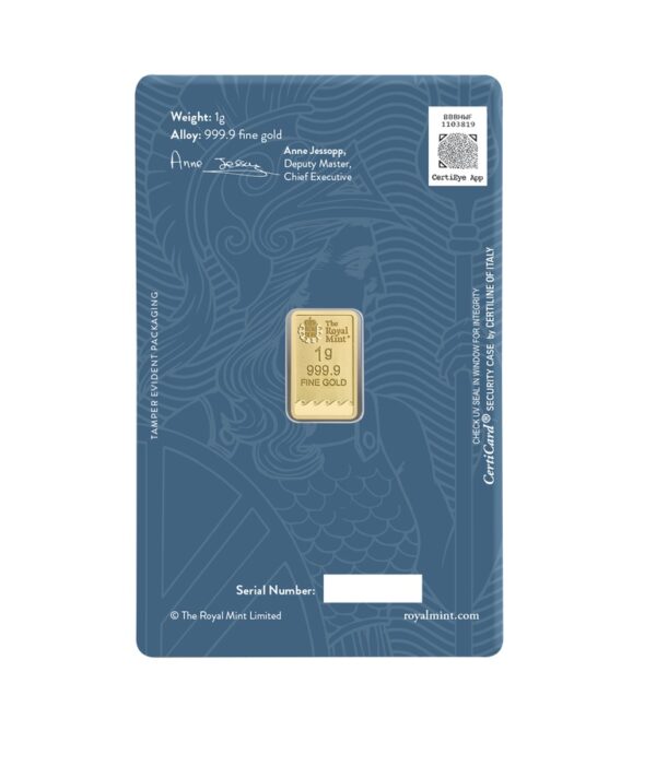 Royal Mint, Britannia 1 Gram Gold Bar in Certi-Card (ETA June) - Image 2