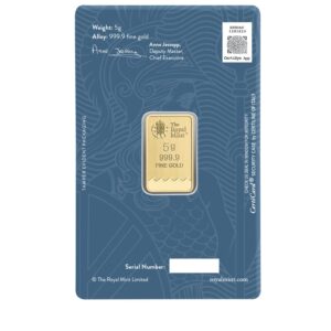 Royal Mint, Britannia 5 Gram Gold Bar in Certi-Card (ETA June)