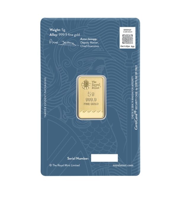 Royal Mint, Britannia 5 Gram Gold Bar in Certi-Card (ETA June) - Image 2