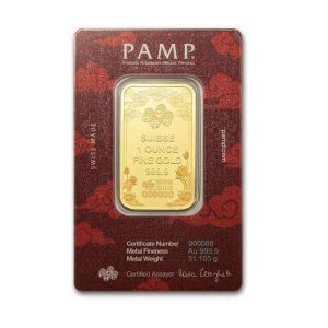 Pamp Suisse, Good Luck Yellow Dragon 1 oz Gold Bar