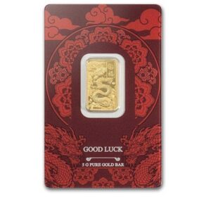 2025 5 gram Gold Bar - PAMP Good Luck: Yellow Dragon In Assay