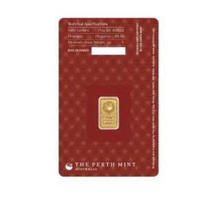 Perth Mint Lakshmi 1 Gram .9999 Gold Minted Bar