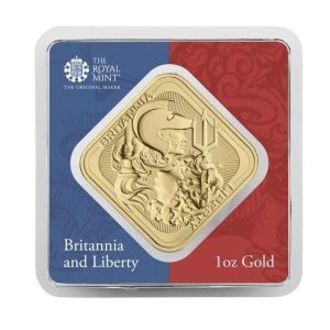 Royal Mint, Britannia and Liberty 1oz Gold Bullion Bar in Assay
