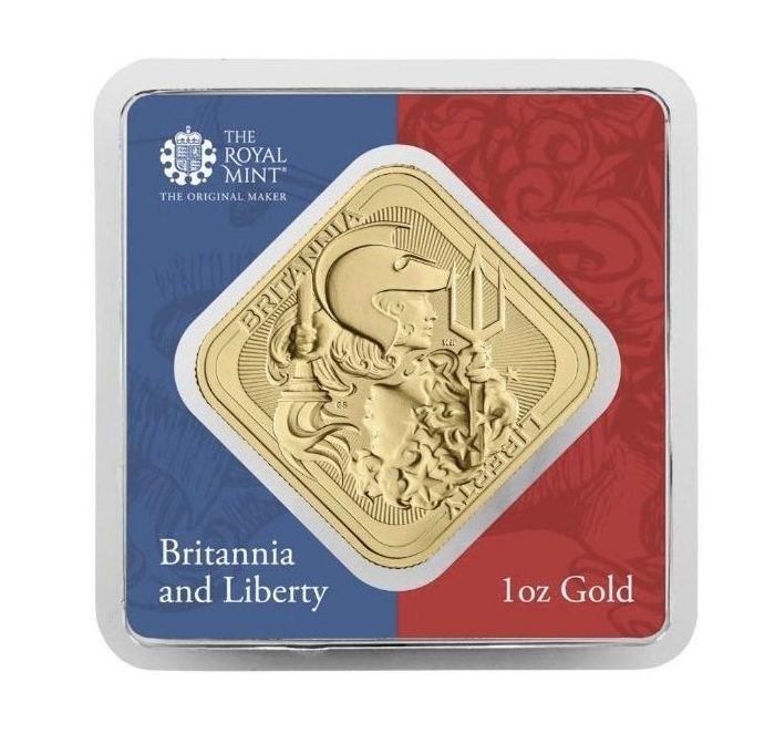 Royal Mint, Britannia and Liberty 1oz Gold Bullion Bar in Assay