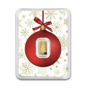 1/2 gram Gold Bar - Christmas Tree  with Red Ornament Card in TEP