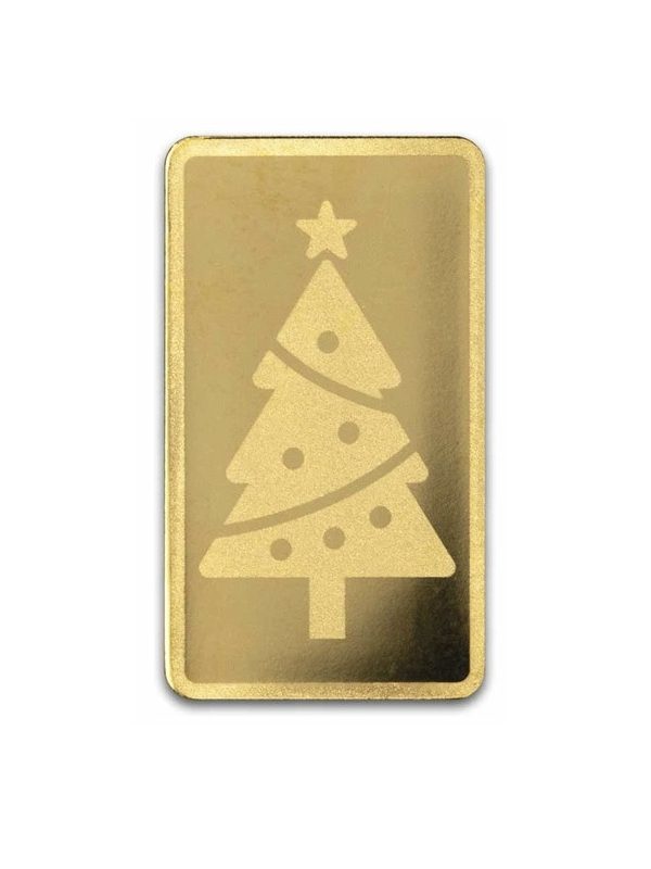 1/2 gram Gold Bar - Christmas Tree with Red Ornament Card in TEP - Image 3