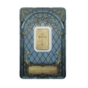 Pamp Suisse, Cross of Christianity 5 Gram .999 Gold Bar in Assay with Sleeve