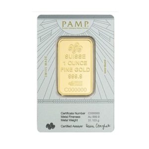 Pamp Suisse, Lady of Justice 1 oz Gold Bar in Assay