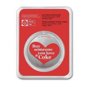Coca-Cola® 1 oz Silver Colorized Valentine Round in TEP