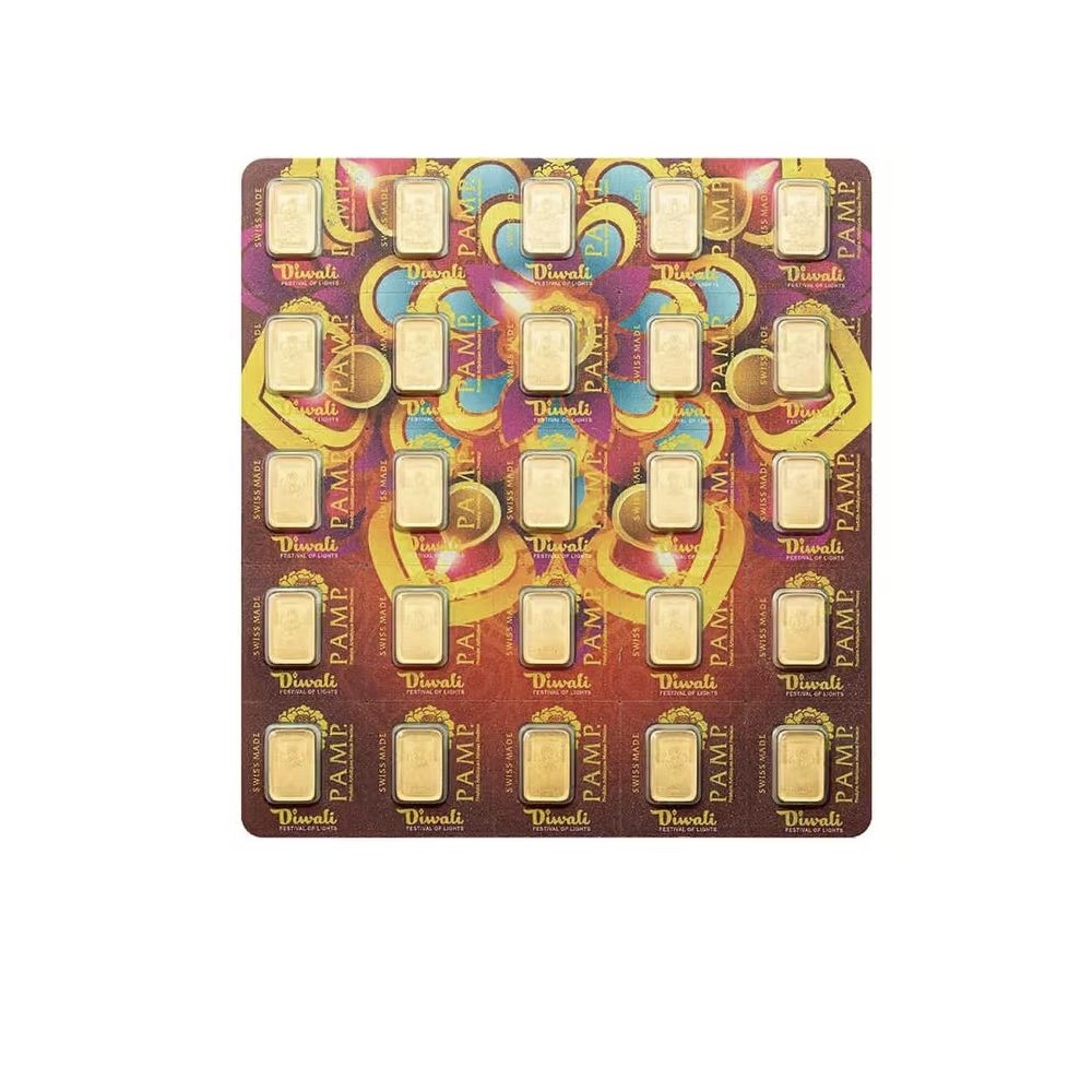 Pamp Suisse 25 x 1 Gram Diwali Lakshmi Multigram Gold Bar in Assay